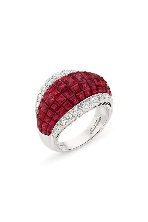 Platinum Ruby and Diamond Ring