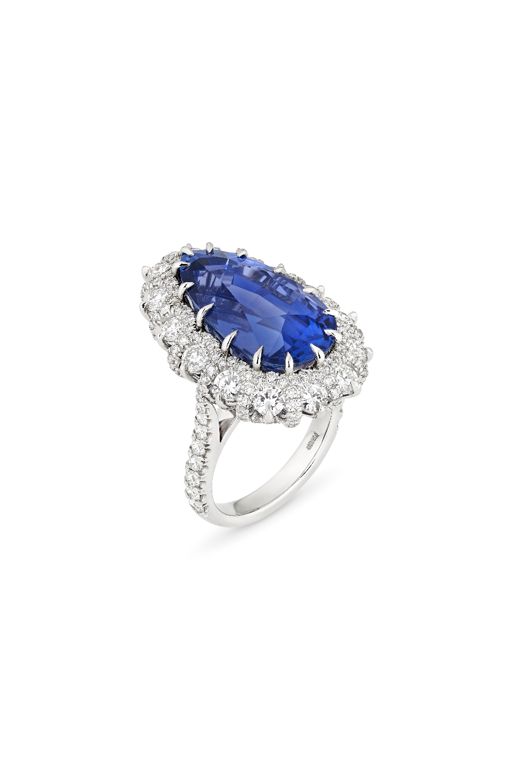 Platinum Sapphire and Diamond Ring
