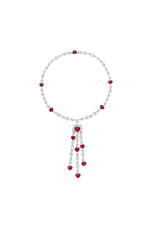 Platinum Ruby and Diamond Pendant Necklace