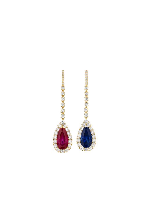 18k Yellow, White and Rose Gold Multi‑Gem Earrings