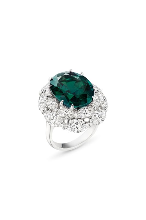 Platinum Alexandrite and Diamond Ring