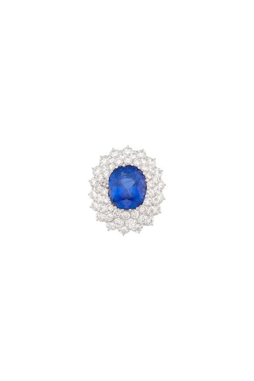 Platinum Sapphire and Diamond Ring