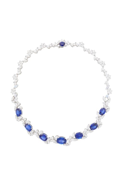 Platinum Sapphire and Diamond Necklace