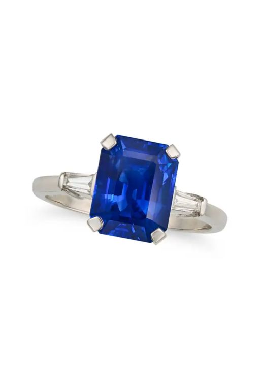 Platinum Sapphire and Diamond Ring