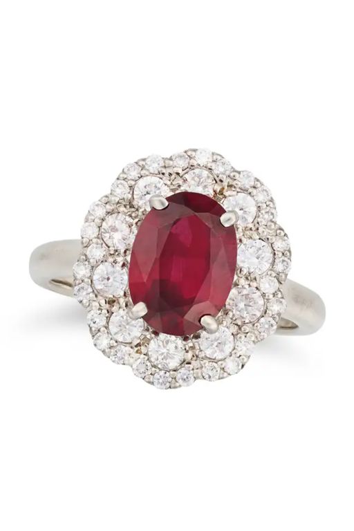 Platinum Ruby and Diamond Ring