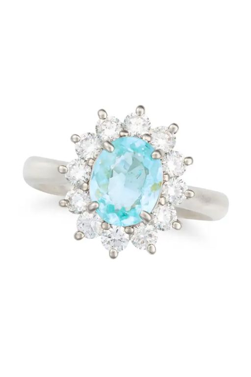 Platinum Tourmaline and Diamond Ring