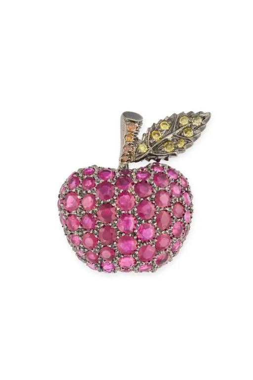 18k Gold Ruby and Diamond Brooch