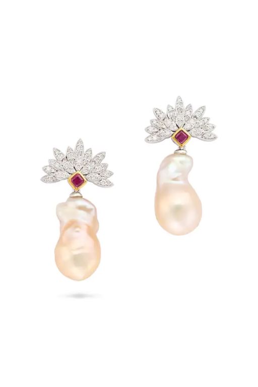 Pair of 950 Platinum Multi-Gem Earrings