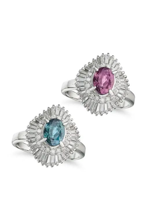 Platinum Alexandrite and Diamond Ring