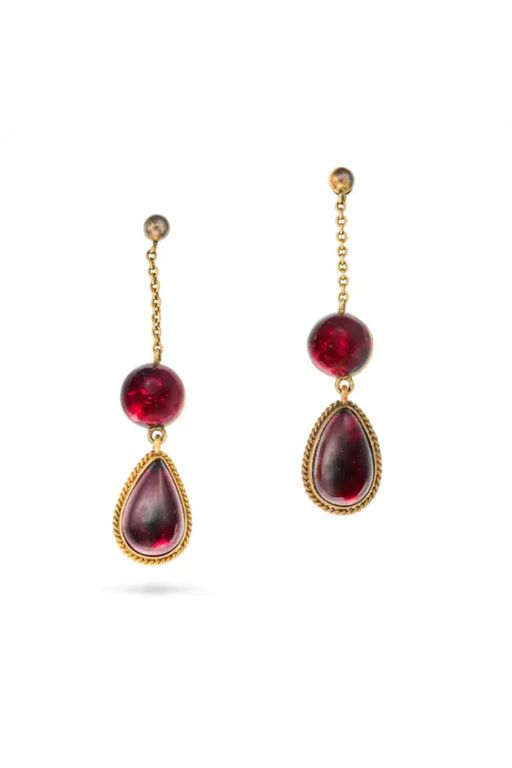 Gold Garnet Earrings