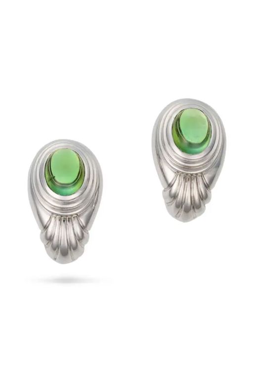 Pair of 18k Gold Tourmaline Earrings