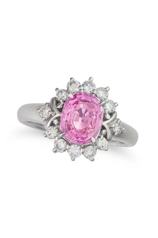 Platinum Sapphire and Diamond Ring