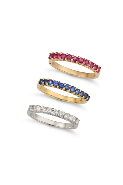 Three 18k Gold Multi-Gem Rings