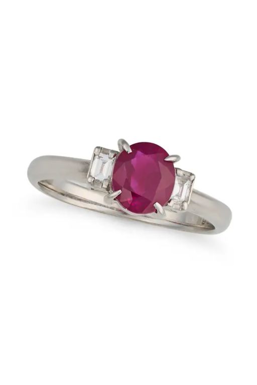 Platinum Ruby and Diamond Ring