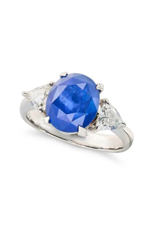 Platinum Sapphire and Diamond Ring