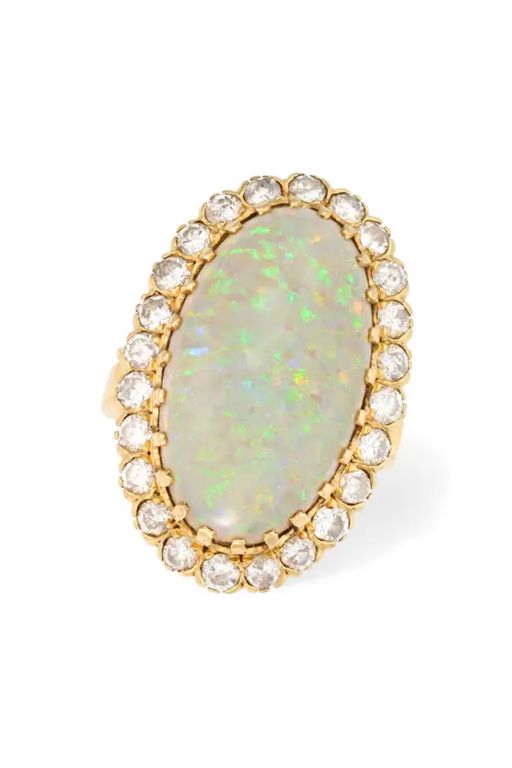 18k Gold Opal and Diamond Ring