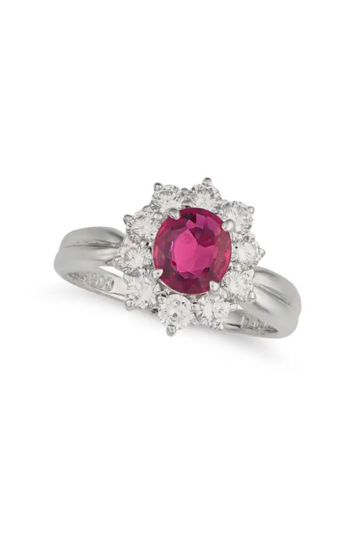 Platinum Ruby and Diamond Ring
