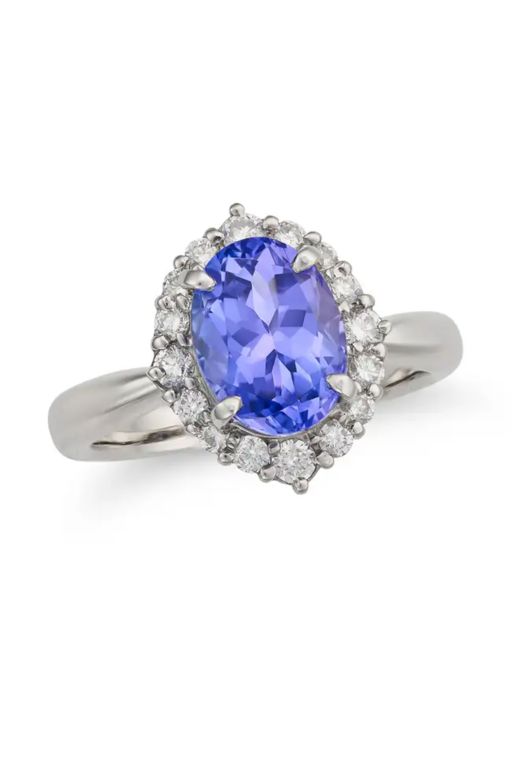 Platinum Tanzanite and Diamond Ring