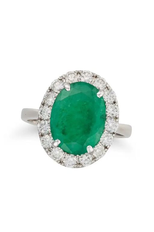 18k Gold Emerald and Diamond Ring