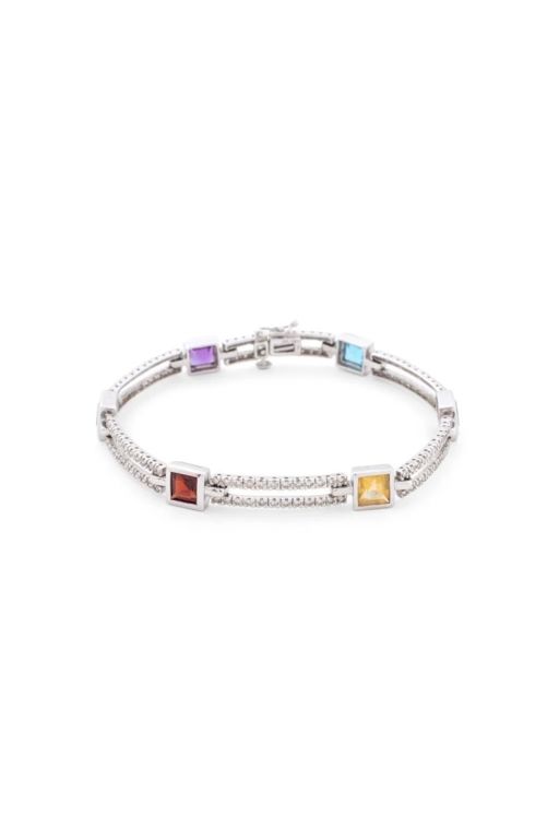 14k Gold Multi-Gem and Diamond Bracelet