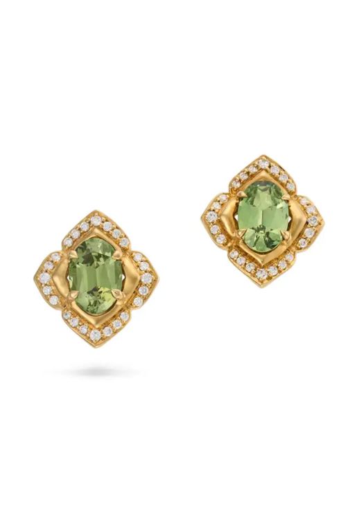 Pair of 18k Gold Multi-Gem Earrings
