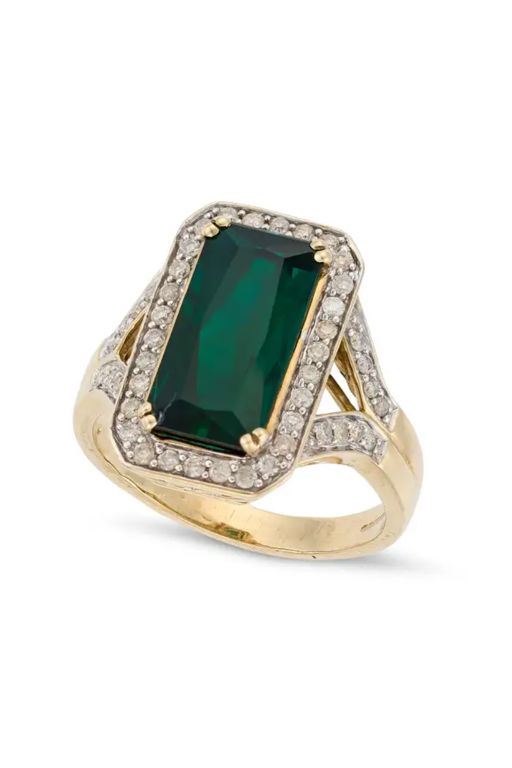 9k Gold Tourmaline and Diamond Ring