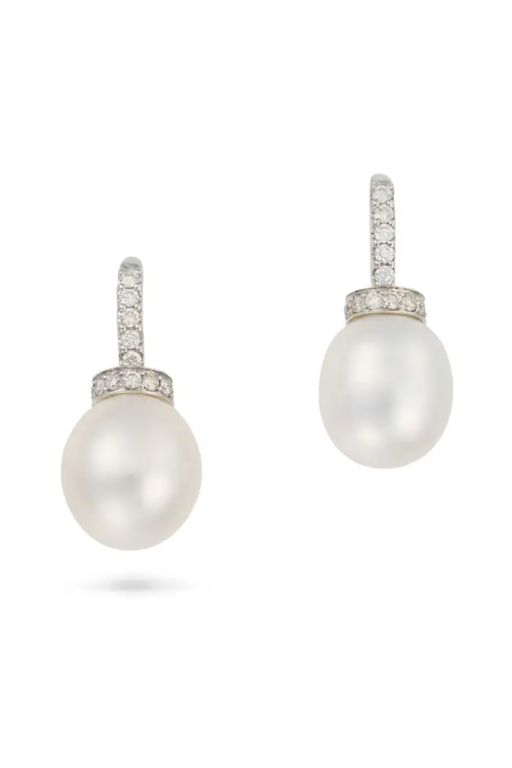 Pair of Pearl and Diamond Earrings