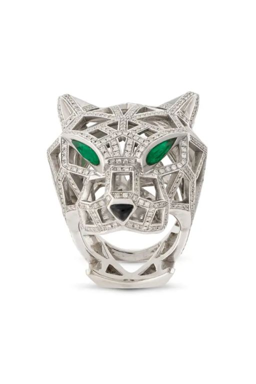Diamond, Emerald and Onyx Panther Ring