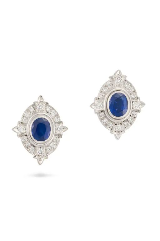 Pair of Sapphire and Diamond Earrings