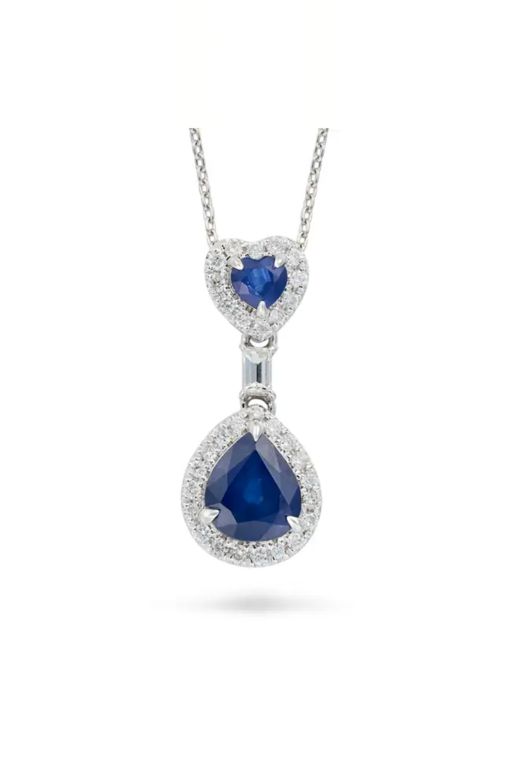 Platinum Sapphire and Diamond Pendant Necklace