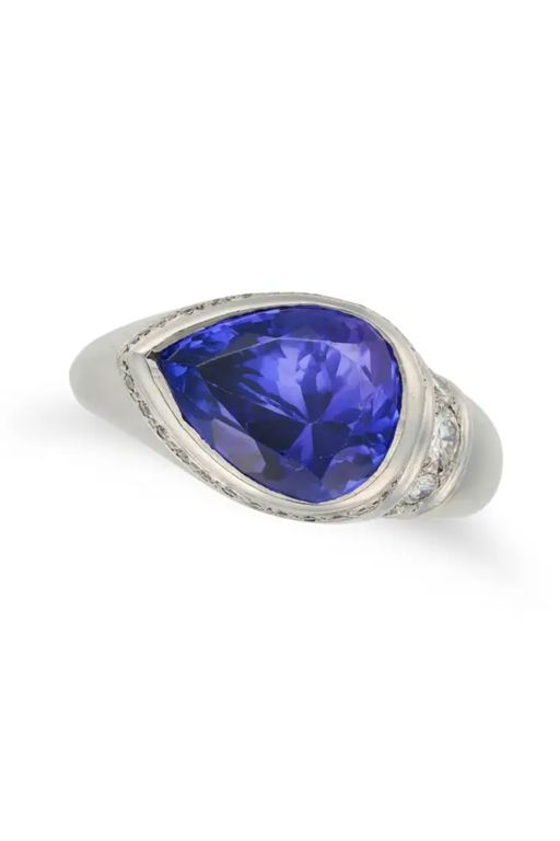Platinum Tanzanite and Diamond Ring
