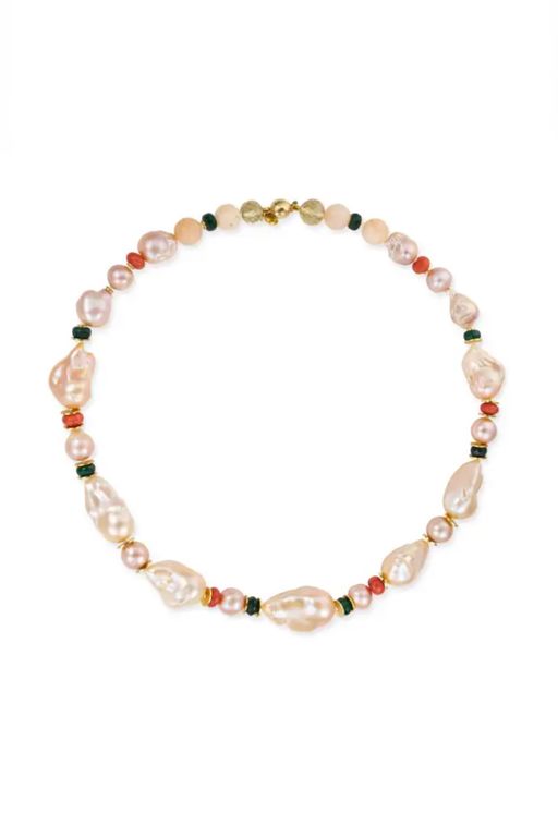 Pearl, Coral, Quartz and Citrine Necklace