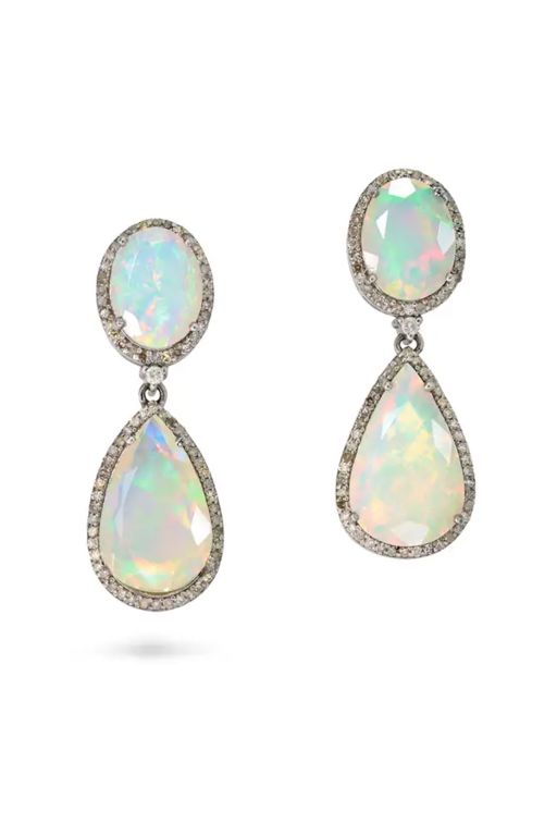 Opal and Diamond Earrings