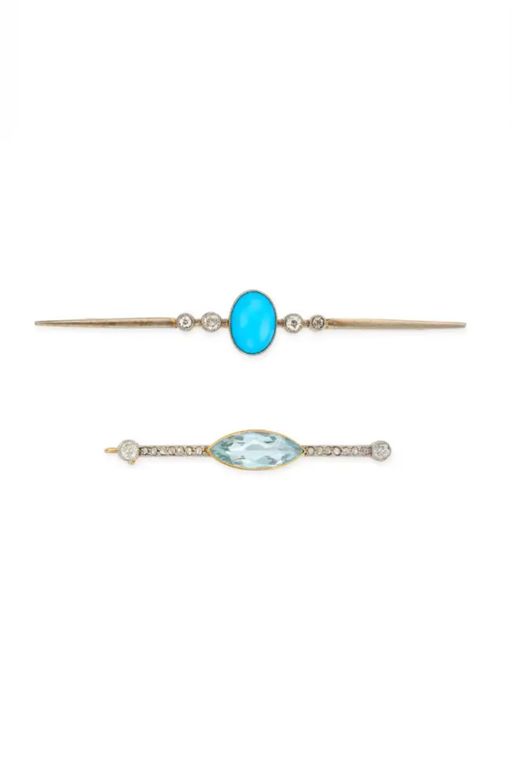Two Multi-Gem Brooches