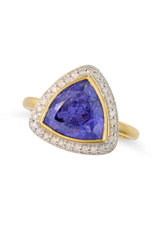 14k Gold Tanzanite and Diamond Ring