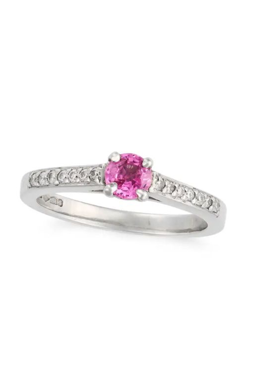 Platinum Sapphire and Diamond Ring
