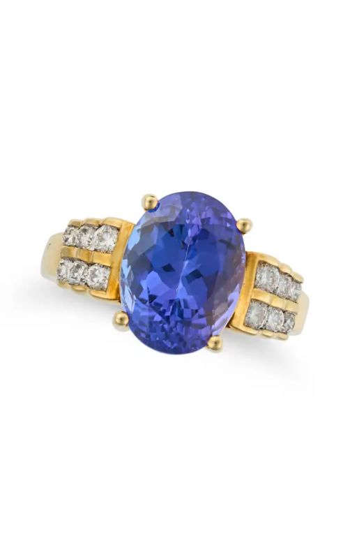 18k Gold Tanzanite and Diamond Ring
