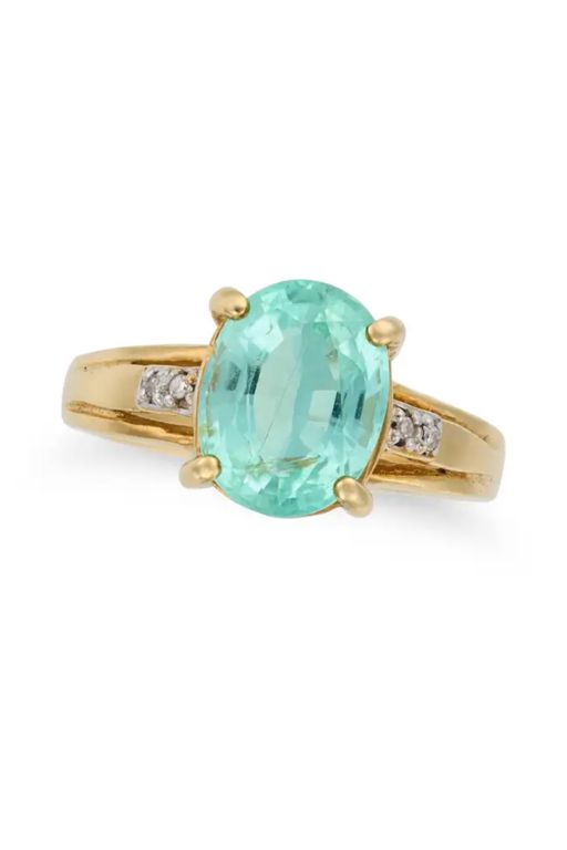 18k Gold Tourmaline and Diamond Ring