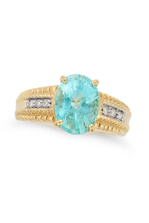 18k Gold Tourmaline and Diamond Ring