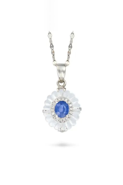 Platinum Multi-Gem Pendant Necklace
