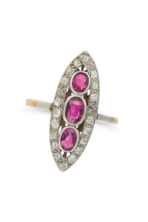 18k Gold, Platinum Ruby and Diamond Ring