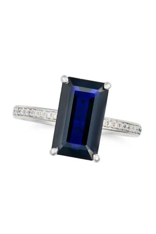 Platinum Iolite and Diamond Ring
