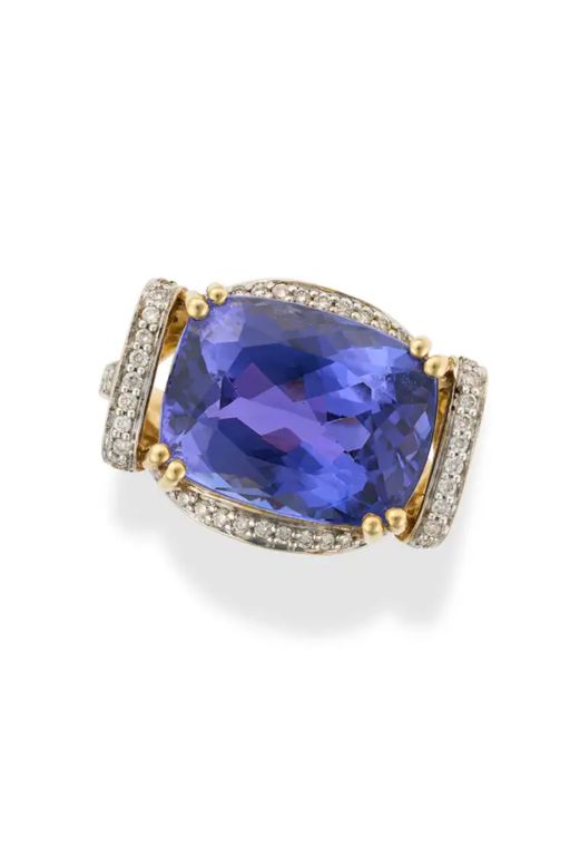 18k Gold Tanzanite and Diamond Ring