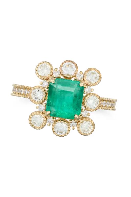 14k Gold Emerald and Diamond Ring