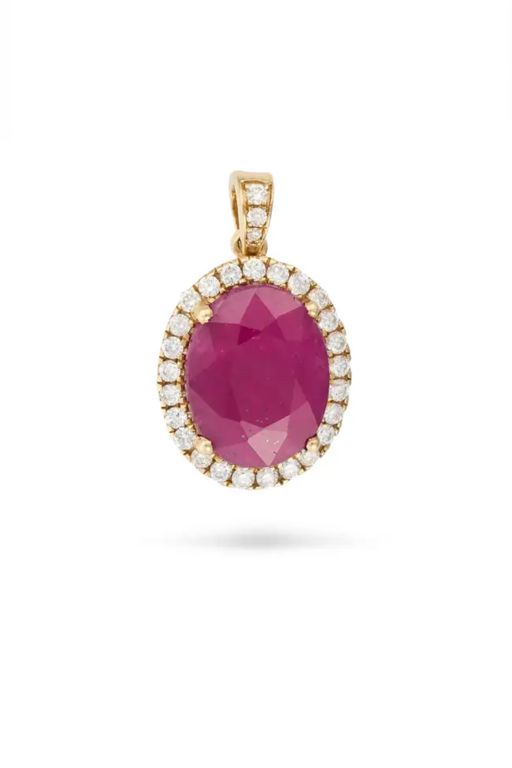 14k Gold Ruby and Diamond Pendant