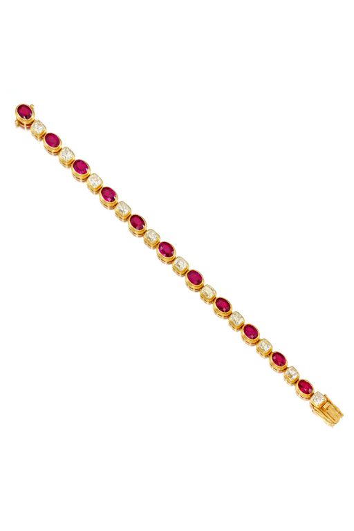 Gold Ruby and Diamond Bracelet