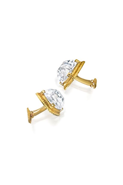 Pair of 18k Gold Rock Crystal Cufflinks