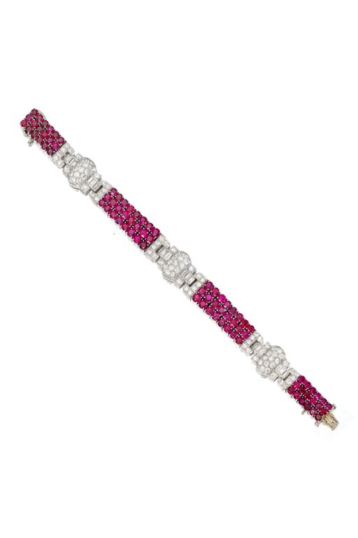 Platinum Ruby and Diamond Bracelet