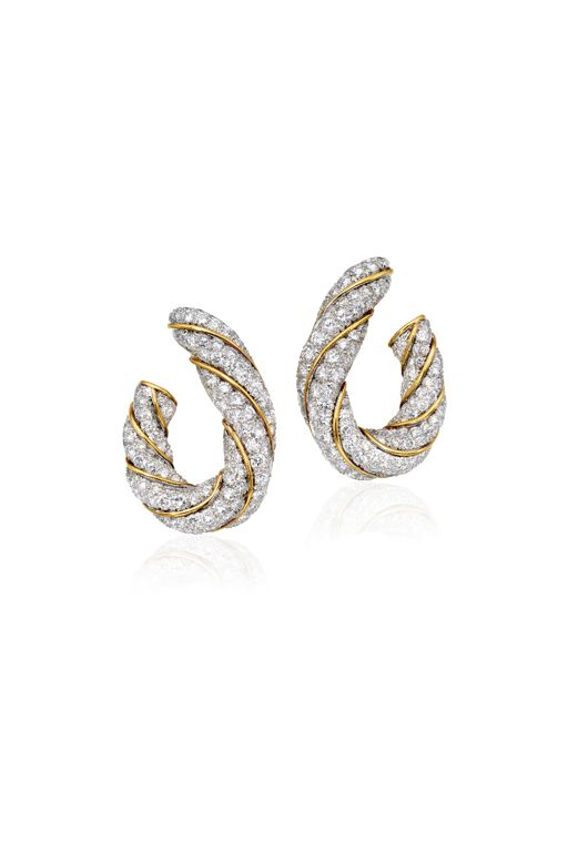 Pair of Gold Diamond Earrings