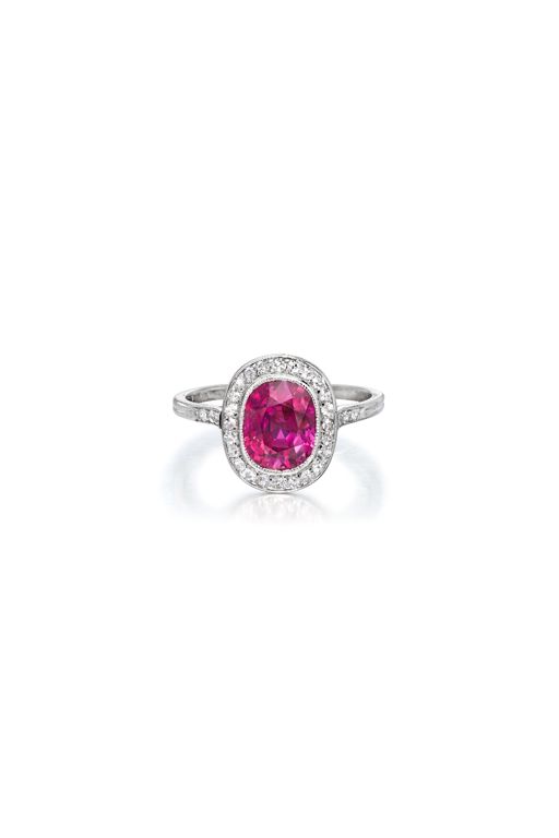 Platinum Ruby and Diamond Ring